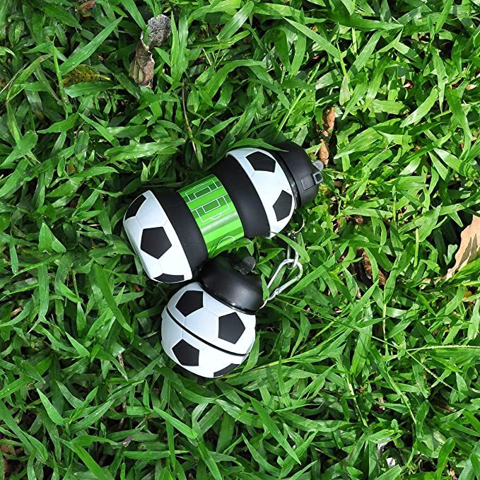 Foldable Soccer Water Bottle with Straw