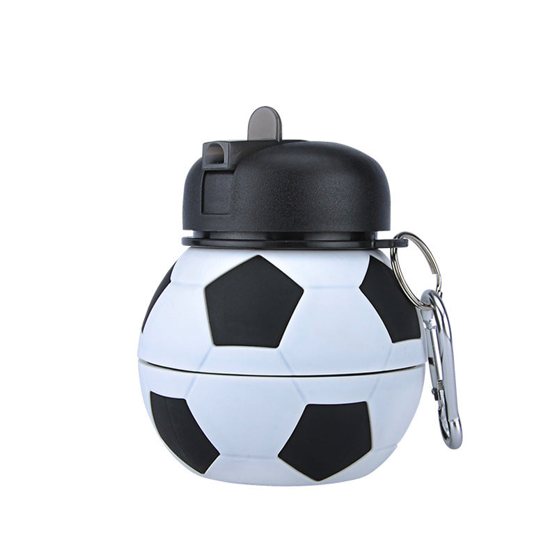 Foldable Soccer Water Bottle with Straw