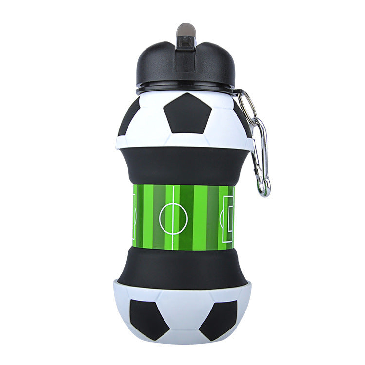 Foldable Soccer Water Bottle with Straw