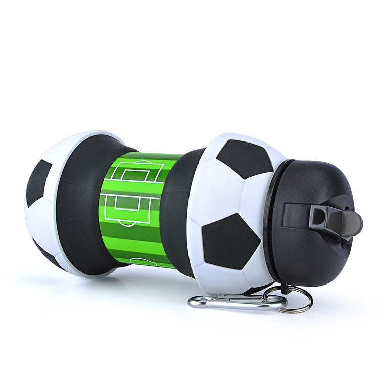 Foldable Soccer Water Bottle with Straw