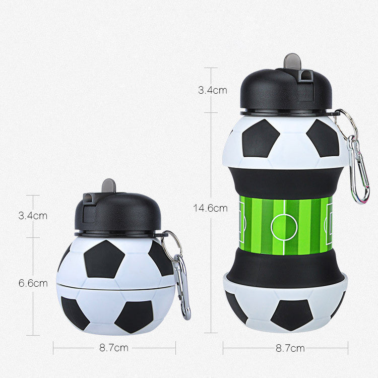 Foldable Soccer Water Bottle with Straw