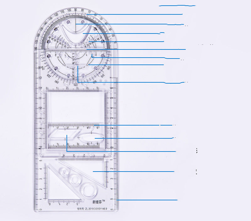 Rotatable Mathematical Function Geometry Ruler Set