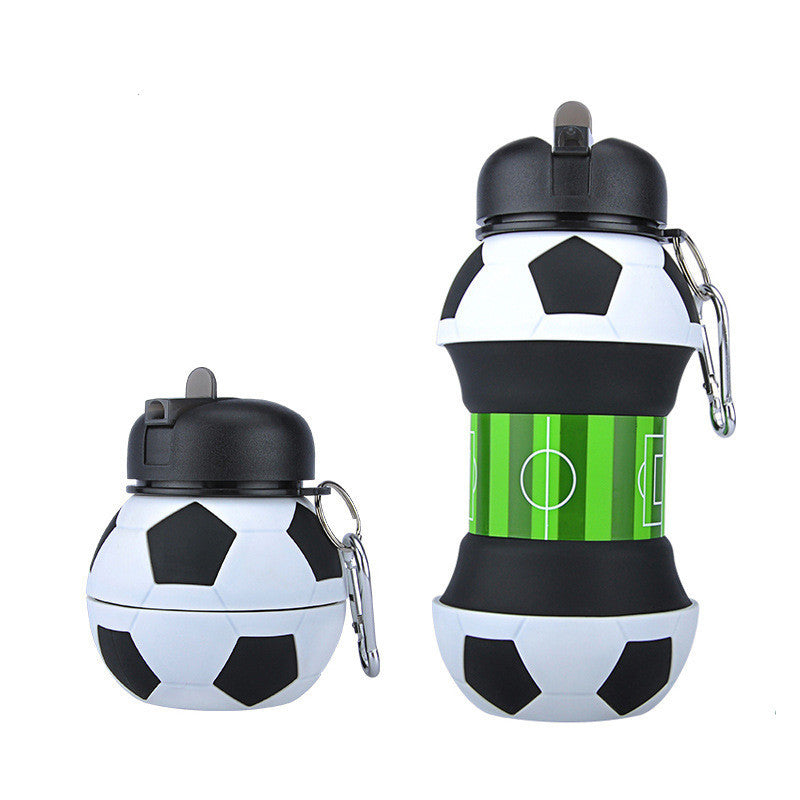 Foldable Soccer Water Bottle with Straw