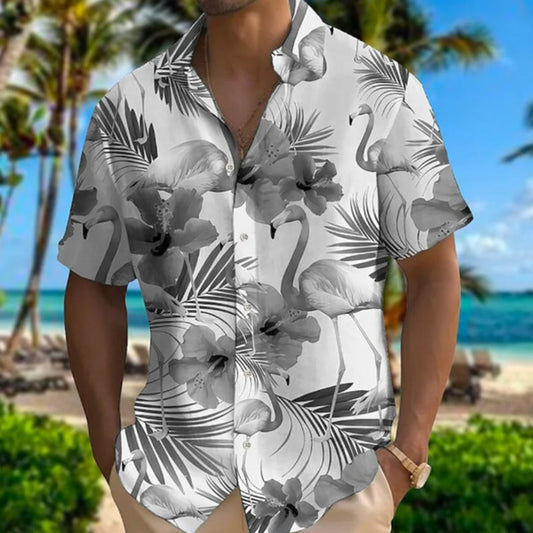 Plus Size Men's Digital Print Short Sleeve Shirt