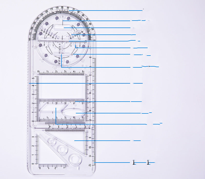 Rotatable Mathematical Function Geometry Ruler Set